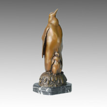 Sculpture en bronze pour animaux Pinguine Père-Son Deco Statue en laiton Tpal-070